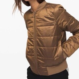 Lululemon Athletica Metallic Brown Bomber Jacket